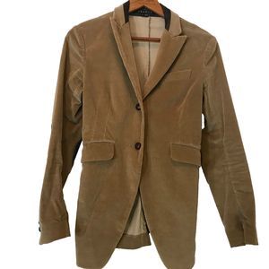 THEORY Equestrian Brown Jacket Blazer Lamb Leather Collar/Elbows Patches Sz 10